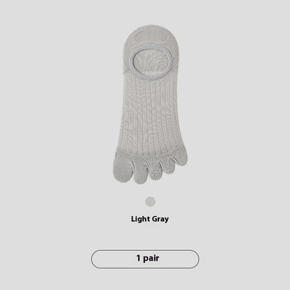 Five-Finger Men’s Summer Invisible Socks – Cotton Modal Antibacterial Non-Slip Breathable