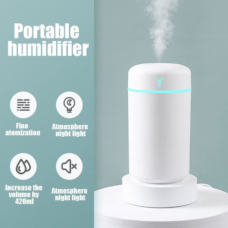 Portable Car Humidifier – Rechargeable Silent Aromatherapy Diffuser with 7-Color LED Light