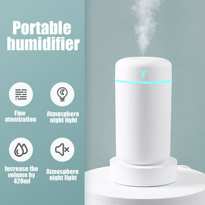 Portable Car Humidifier – Rechargeable Silent Aromatherapy Diffuser with 7-Color LED Light