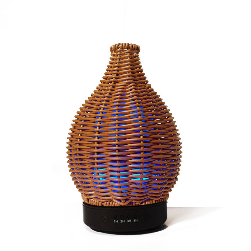 Rattan Cane Weaving Aromatherapy Diffuser – 120ml Ultrasonic Essential Oil Humidifier with Timer & Quiet Operation