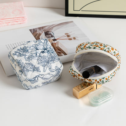 Cute Change Women’s Key Storage Bag – Small Floral Polyester Wallet for Keys & Coins