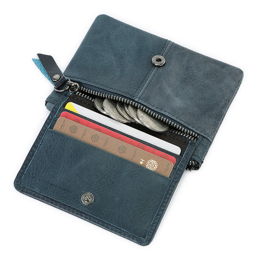 Retro Mini Genuine Leather Wallet – Multifunctional Card Holder & Storage Bag