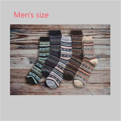 Winter Warm Stripe Wool Socks – 5 Pairs Thick Casual Business Socks for Men