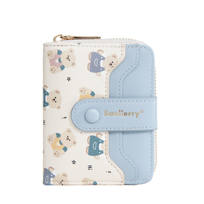 Short Women’s Wallet – Cute Little Bear Cartoon Printed PU Leather Coin Purse