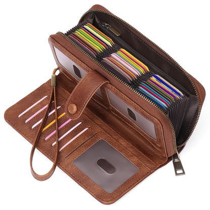 Expanding Card Holder Women’s Long Wallet – PU Leather Passport Bag with Anti-Theft RFID Protection