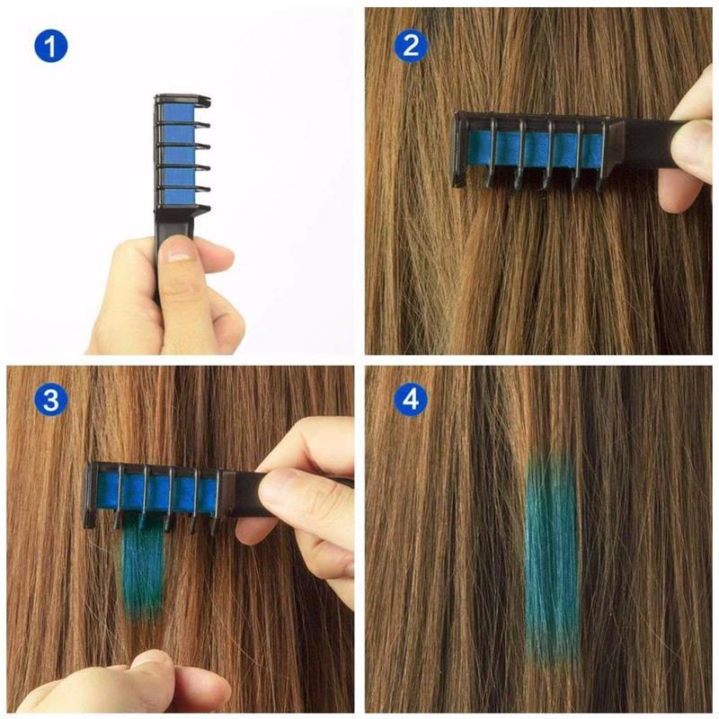 Mini Disposable Hair Color Chalk Comb – Temporary Crayon Dye with Brush for Parties & Cosplay