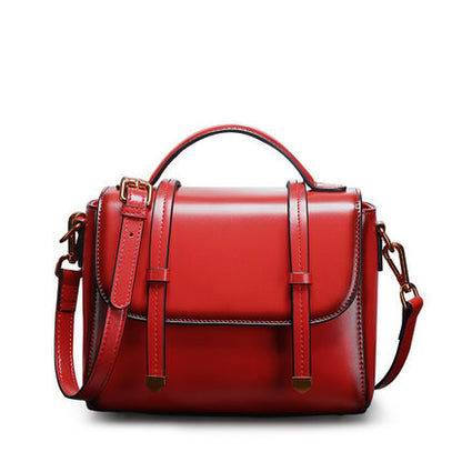 Women’s Genuine Leather Handbag – Retro Cowhide Shoulder Bag Small Square Crossbody