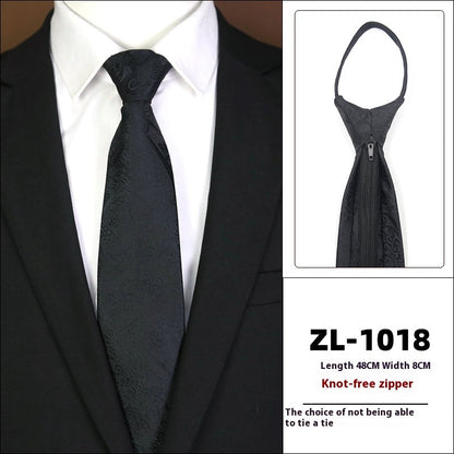 Men’s Formal Business Zipper Tie – Striped Jacquard Knot-Free Necktie