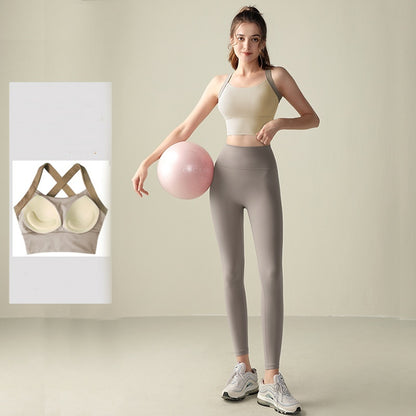 Training Shockproof Sports Bra – Women’s Fixed Cup High Support Workout Top