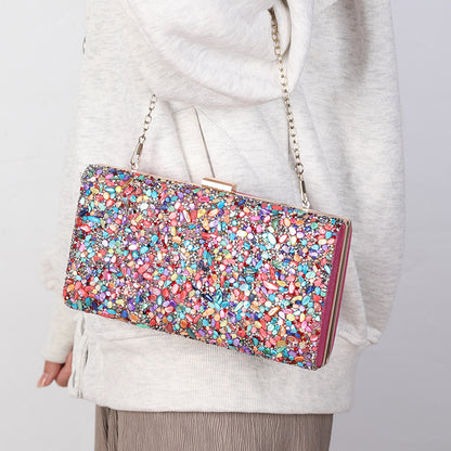 Women's Diamond Clutch Bag – Elegant Banquet Evening PU Leather Handbag