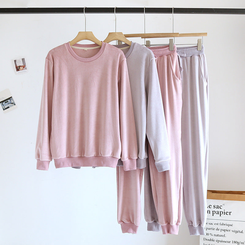 Couple Pajamas Loungewear Set – Cozy Island Velvet Pullover Sleepwear