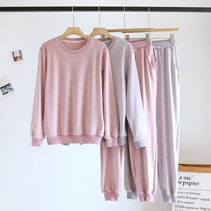 Couple Pajamas Loungewear Set – Cozy Island Velvet Pullover Sleepwear