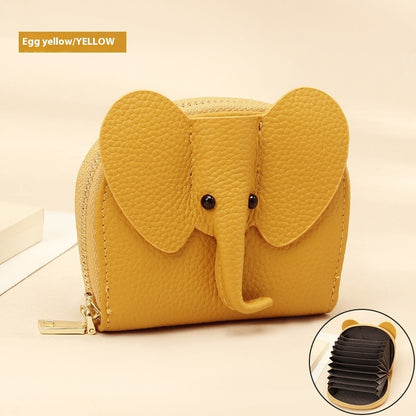 Creative Elephant Leather Card Holder Wallet – Genuine Leather Zipper Coin Purse for Men & Women