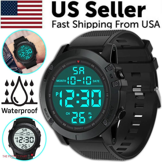 Waterproof Digital Sports Watch – Military Tactical LED Backlight Wristwatch for Men