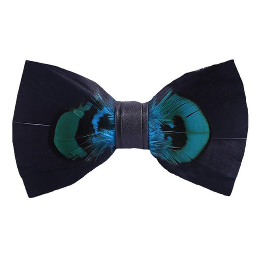 Handmade Feather Bow Tie – Unisex Color Matching Evening Bowtie with Optional Brooch & Gift Box