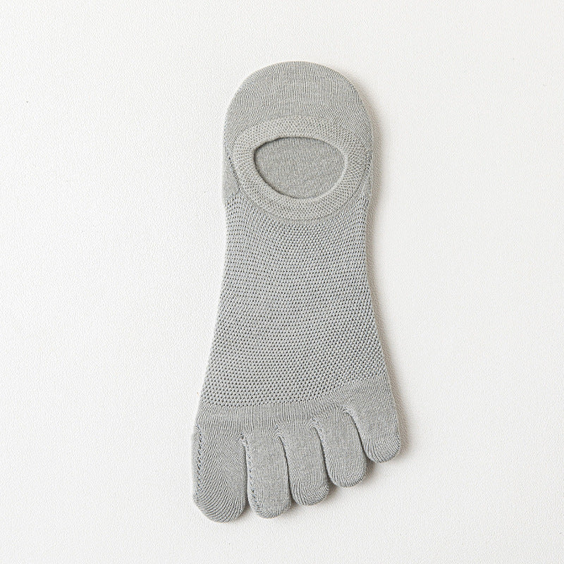 Men’s Thin Mesh Five Finger Invisible Socks – Breathable Cotton No-Show Socks