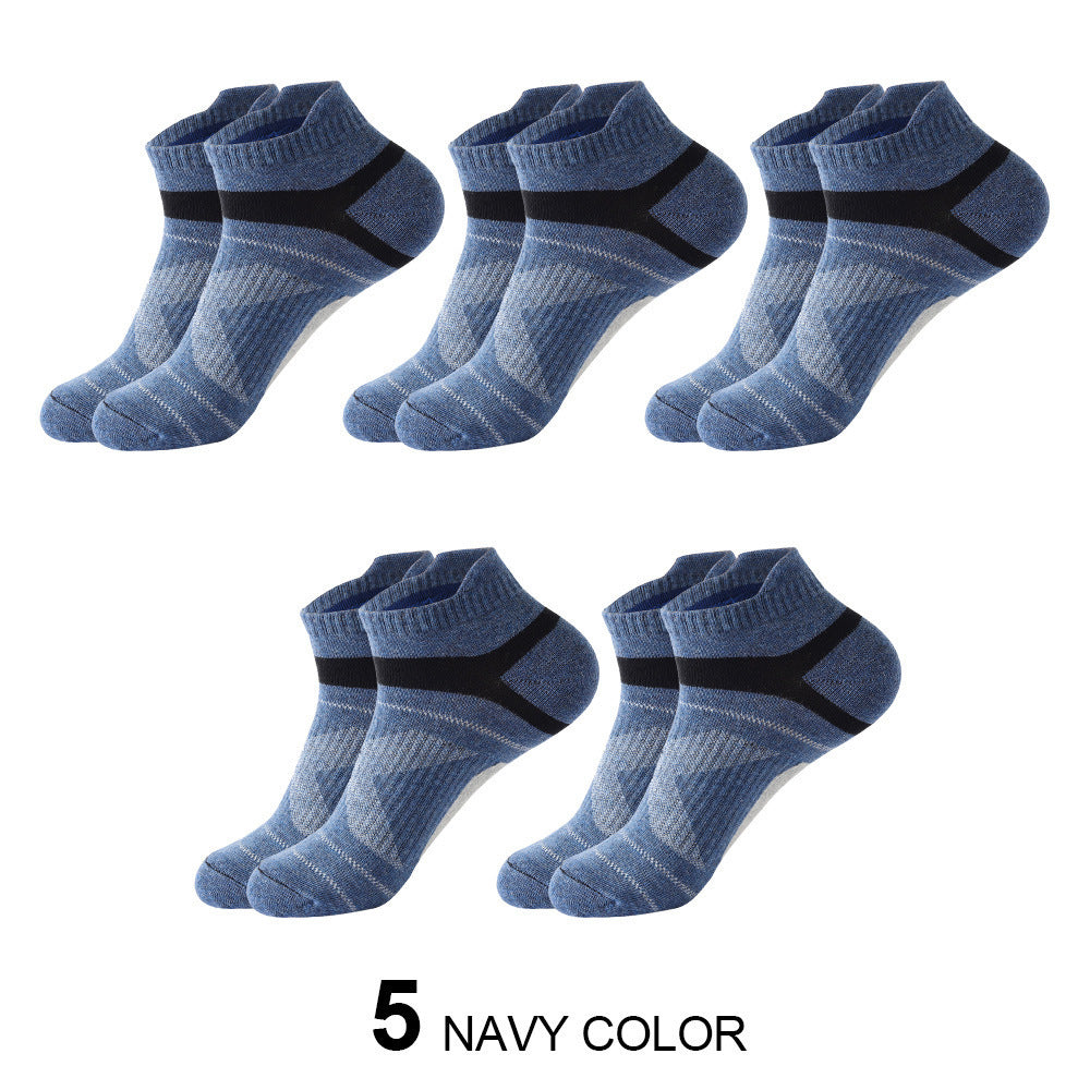Men’s Summer Thin Cotton Socks – Color Matching Short Tube Non-Slip Sports Wear