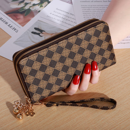 Women’s Double Zip Large Capacity Wallet – PU Leather Casual Handheld Purse