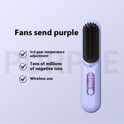 Wireless Hair Straightener Comb with Adjustable Anion Technology – Portable Rechargeable Styling Tool