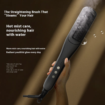 Golden Rice Steam Hair Straightener Comb – Hydrating Anti-Frizz Moisturizing Styler