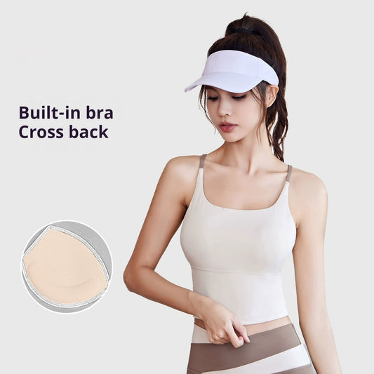 Summer Yoga Bra with Chest Pad – Fitness Vest Top with Fixed Straps & 3/4 Cup Support