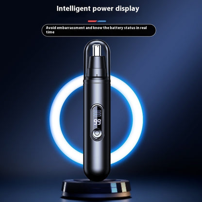 Men’s Electric Nose Hair Trimmer – LED Digital Display, Stainless Steel Blade, Rechargeable Grooming Device