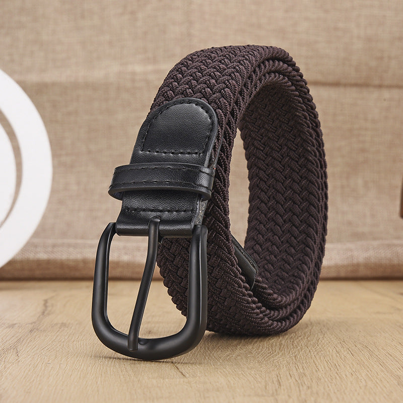Unisex Woven Elastic Belt – Stretch Canvas Punch-Free Belt with Alloy Buckle