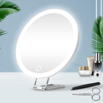 Charging LED Fill Light Rotating Makeup Mirror with Stand, Tweezers & Scissors