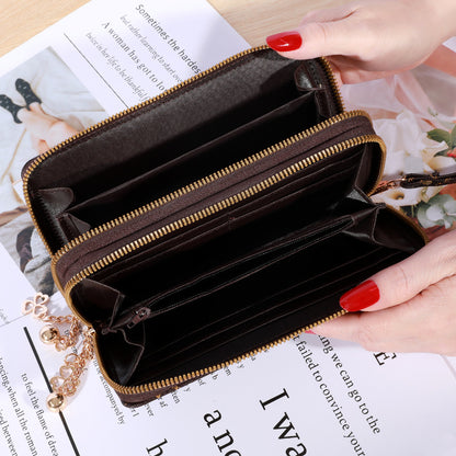 Women’s Double Zip Large Capacity Wallet – PU Leather Casual Handheld Purse