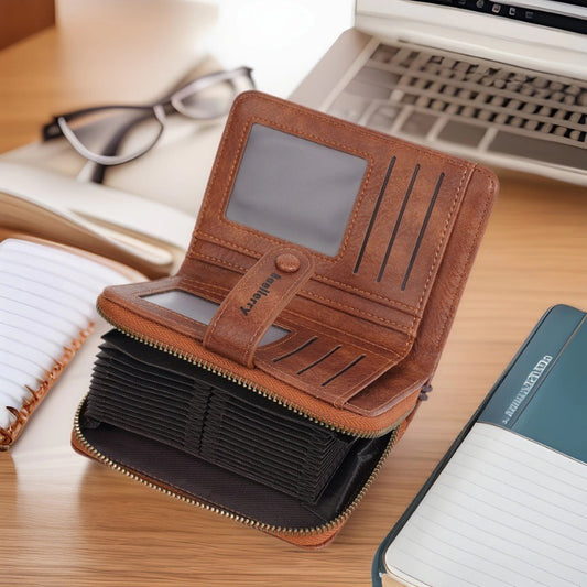 Women’s High-End PU Leather Coin Purse – Fashion Zipper Short Wallet with Card Holder