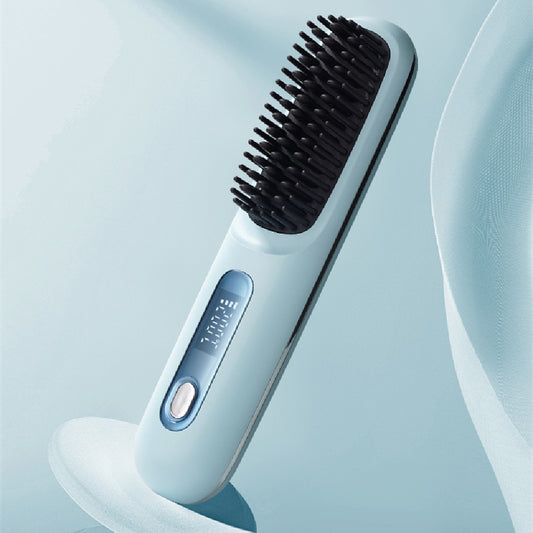 Rechargeable Ceramic Electric Hair Straightener Comb – Portable Wireless Ionic Styler