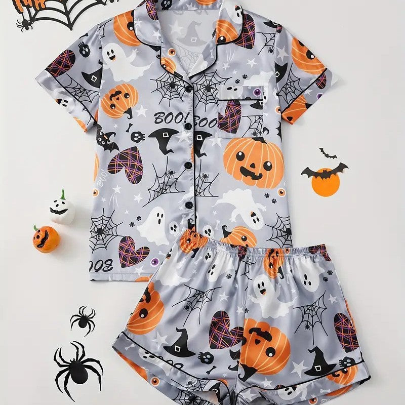 Women’s Summer Pajamas Set – Short Sleeve Cardigan Loungewear with Shorts