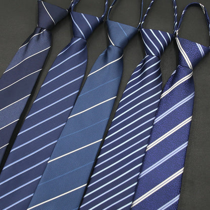 Men’s Formal Business Zipper Tie – Striped Jacquard Knot-Free Necktie