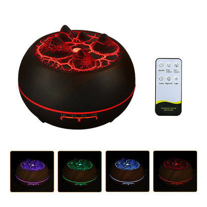 Flame Atmosphere Wood Grain Humidifier – USB Aromatherapy Diffuser with Remote Control & Anion Air Purifier