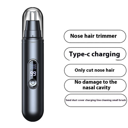Men’s Electric Nose Hair Trimmer – LED Digital Display, Stainless Steel Blade, Rechargeable Grooming Device