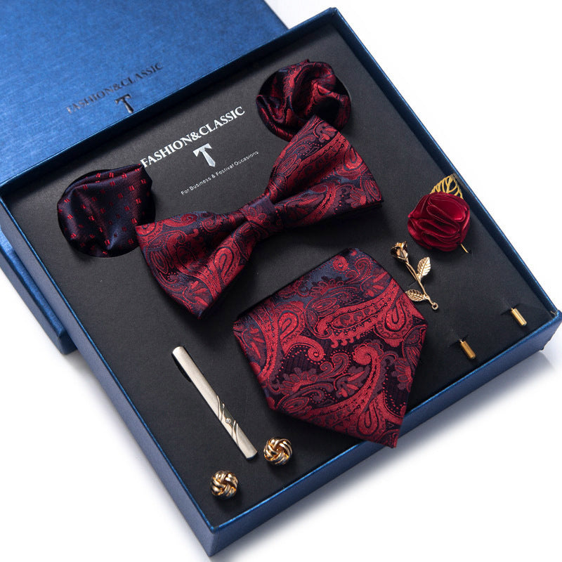 Men’s 8-Piece Bow Tie Set – Formal Jacquard Neckwear for Business, Party & Wedding