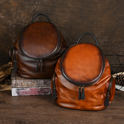 Retro Soft Leather Backpack – Genuine Cowhide Women’s Bag, European & American Forest Style Shoulder Bag