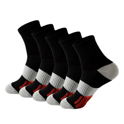 Men’s Middle Tube Cotton Sports Socks – Color Matching Basketball Non-Slip Breathable