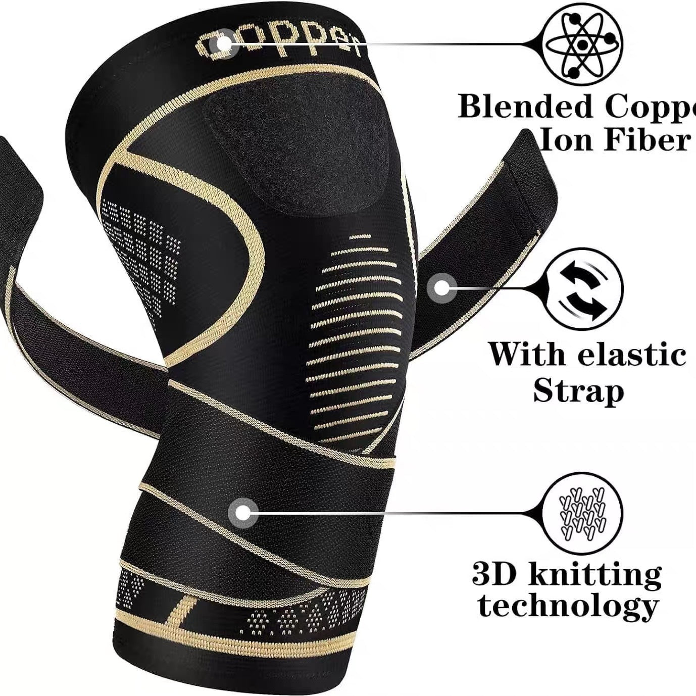 Copper Fiber Knee Support Strap – Compression Knee Pad for Basketball, Running & Fitness