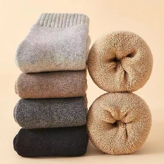 Merino Wool Winter Socks – Thick Warm Cotton Blend Cold-Resistant Casual Socks (2 Pairs + Gift Box)