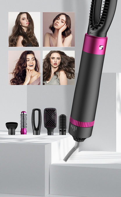 5-in-1 Hot Air Comb Curler & Hair Dryer – Negative Ion Styling Brush with 3 Speed Adjustment (US Standard)