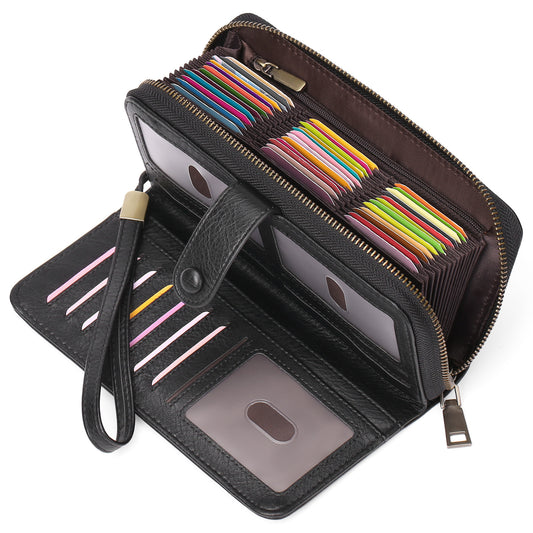 Expanding Card Holder Women’s Long Wallet – PU Leather Passport Bag with Anti-Theft RFID Protection