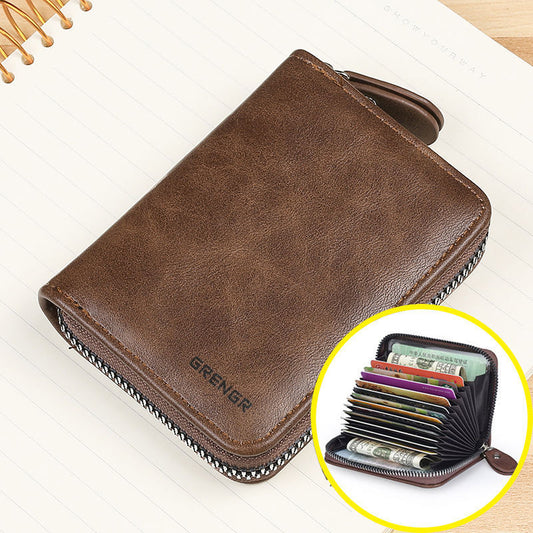 Women's Genuine Soft Leather Card Holder – Large Capacity Anti-Degaussing Document Wallet