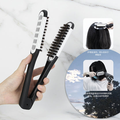 Hairdressing Clamp Comb V-Shaped Bristle Styling Straightener – Professional Salon Hair Styling Tool