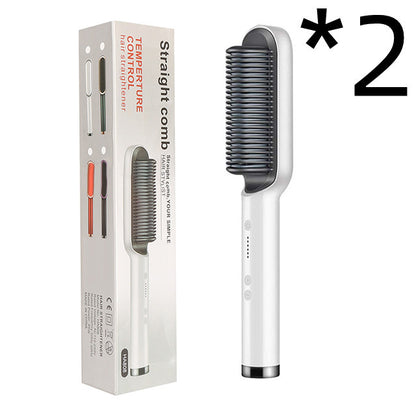 2-In-1 Hair Straightener Hot Comb – Negative Ion Curling Tong & Dual-Purpose Electric Hair Brush