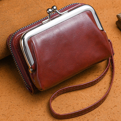 Ladies’ Buckle Coin Purse – 4-Inch Retro Clip Small Wallet