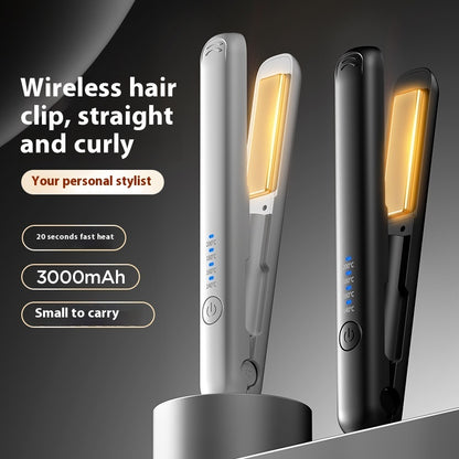 Wireless Hair Straightener & Curler | Dual-Use Charging Portable Styling Tool