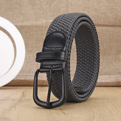Unisex Woven Elastic Belt – Stretch Canvas Punch-Free Belt with Alloy Buckle