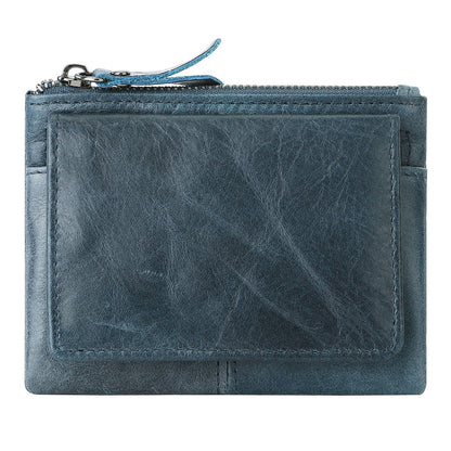 Retro Mini Genuine Leather Wallet – Multifunctional Card Holder & Storage Bag