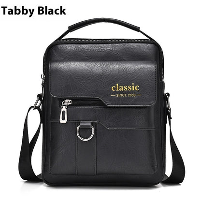 Men’s PU Leather Messenger Bag – Retro Business Shoulder Crossbody Backpack with Flap Design